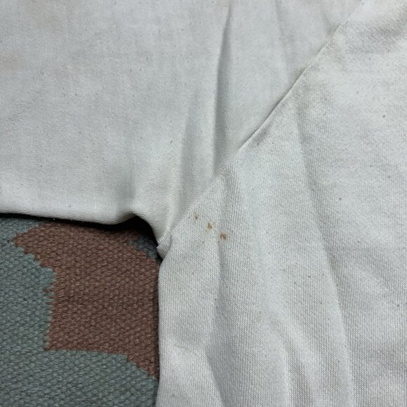 Vintage 70s 80s crewneck sweatshirt blank white stained grunge worn adult XL - Picture 9 of 12